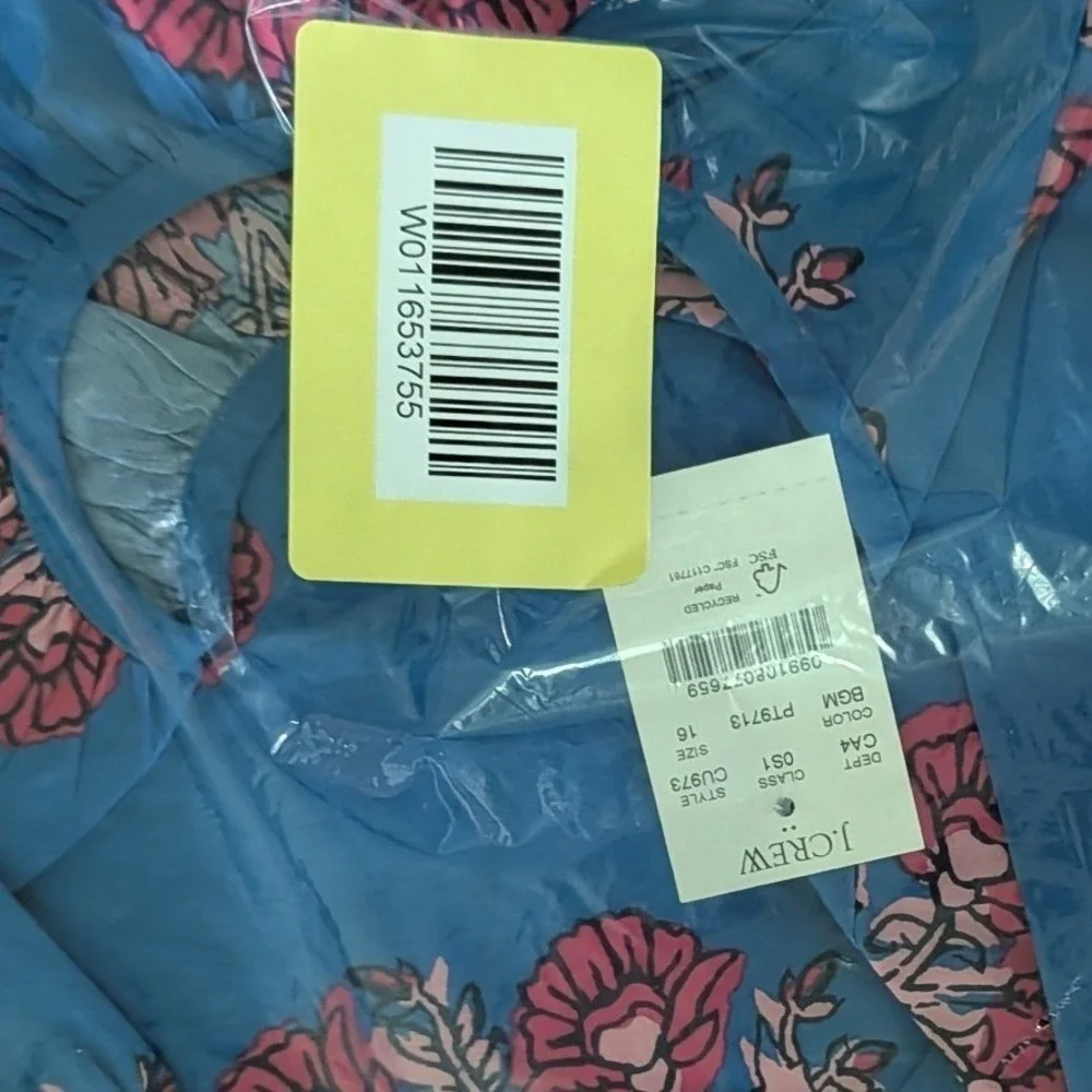 NWT J. Crew Tie Waist Wrap Dress Sz 16 Bright Grotto Multi Cottagecore Summer